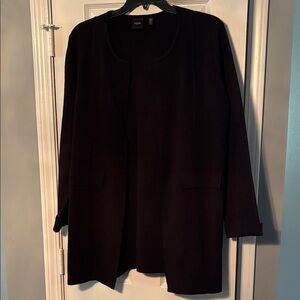 Rafaella Classic Black Knitwear Cardigan w cuffed sleeves (NO pockets just flap)